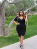 Plus Size Sexy Black Plunge Wrap Side Zip Casual Party Dress