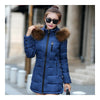 Winter Woman Slim Middle Long Down Coat   blue