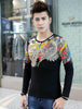 Traditional Chinese Dragon Men Tattoo Shirt Crew neck Long sleeves 100% Cotton