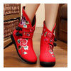 Vintage Beijing Cloth Shoes Embroidered Boots red 35