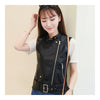 Femme Simili Cuir Motard Gilet sans Manche Manteau