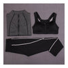 Mujer Deportes Carrera Fitness Yoga Ropa 3 Pzas Juego Gris Oscuro