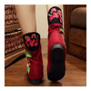 Peacock Vintage Beijing Cloth Shoes Embroidered Boots jujube 35