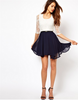Romantic White  Blue Lace Boutique Party Dress with Belt