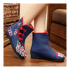 Vintage Beijing Cloth Shoes Embroidered Boots 12-02  blue  35
