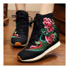 Vintage Beijing Cloth Shoes Embroidered Boots black 35