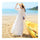 Boat Neck Off-shoulder Ballon Sleeve Beach Long Dress   white   S