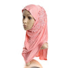 Dignified Muslim Gauze Lace Zircon Kerchief Scarf    watermelon red