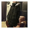 Woman Winter Thick Loose Middle Long Down Coat    black