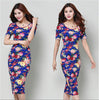 Hot Women Floral Print Slim Dress Bandage Bodycon Stretch Mini Pencil Dress