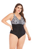 Classic Black White Blossom Floral Padded One Piece Swimsuit Padded Bra Tankini