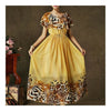 Ruffled collar Long Dress Leopard Print Gradient Ramp   S