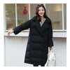 Middle Long Down Coat Woman Casual Coat   black