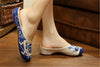 Chinesisch Bestickt Schuhe Damen Baumwolle Sandalen Drag Baby Blau