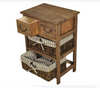 Country-Style  Cottage 3 Layers Bedside Table Vintage with 2 baskets 2 Drawers