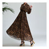 Dreamlike Chiffon Long Sleeve Fake 2pcs Suit Long Dress   leopard print  M