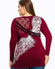Sexy Black Purple Red Gothic Floral Lace Insert Angel Wings Blouse Top Plus Size
