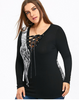 Sexy Black Purple Red Gothic Floral Lace Insert Angel Wings Blouse Top Plus Size