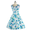 Vestido Hermoso sin Mangas Impresión Big Peplum Verano Azul