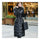 Big Fur Collar Plus Size Extra Long Thick Slim Down Coat   black