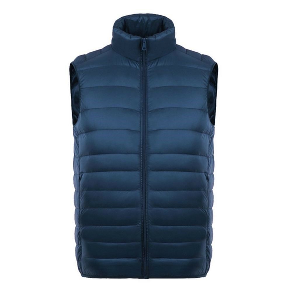Man Thin Light Waistcoat Vest Down Coat Plus Size   dark blue
