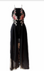 Sexy Black/White/Blue Rose Floral Embroidered High Low Boutique Party Dress