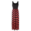 Ondulación Rayas Bonito Vestido Camiseta sin Mangas Falda Naranja Negro