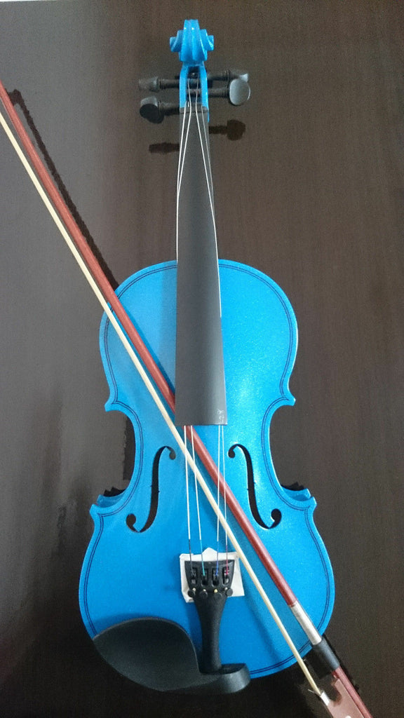 Basic One Color Violin Student Acoustic Violin Size 1/4 Maple Spruce with Case Bow Rosin Teal ...