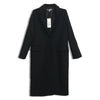 Femme Noir Manteau Ajusté Col Simple Surdimensionné