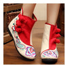 Vintage Beijing Cloth Shoes Embroidered Boots beige 35