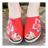 Old Beijing Cloth Embroidered Shoes Peep-toe  red