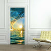 Door Sticker New 3D DIY PVC Waterproof  Door Wall Mural Sunset Ocean qd039