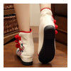 Vintage Beijing Cloth Shoes Embroidered Boots beige 35
