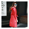 Hooded Thin Light Middle Long Down Coat Slim Woman   red
