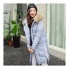Hiver Chic Long Épais Fin Col Fourrure Femme Bas Coatight Vert