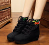 Four Shoelace Vintage Beijing Cloth Shoes Embroidered Boots   macrame black thin