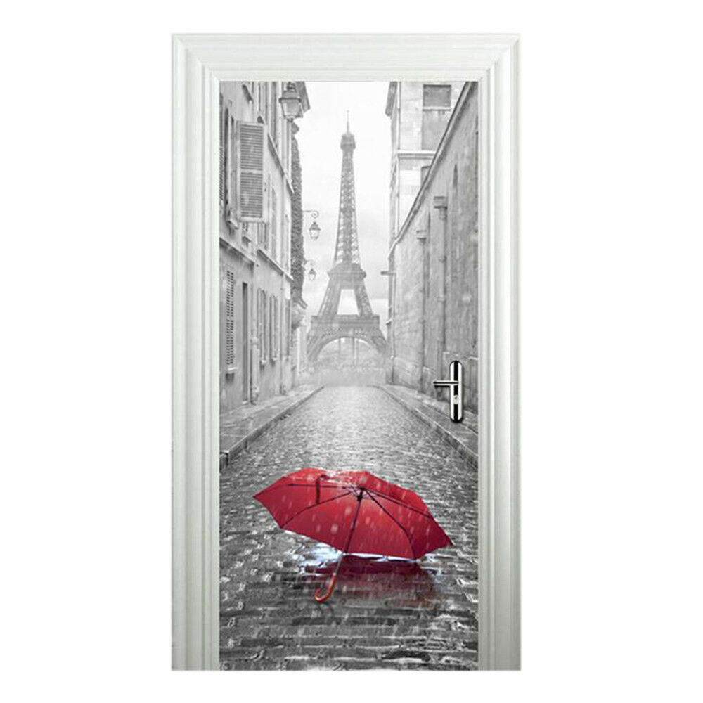 New 3D DIY PVC Waterproof  Door Wall Mural Sticker Paris qd006