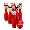 Madera Animal Bolos Bola Juego Bebé Intelectual Juguete Infantil 6 Pins 2 Ball
