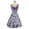 Vintage Hepburn Style Sommer Ärmellos 50er Jahre Kleid Lila