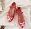 Chinese  Vintage Ethnic Embroidery Ballet Flat Marry Janes Dancing Shoes Orchid