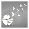Creative Wall Clock Mirror Sticking White Pigeon   silver