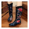 Vintage Beijing Cloth Shoes Embroidered Boots black 35