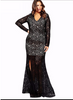 Black  Blue Full Lace Fishtail Maxi Long Gown Evening Cocktail Party Dress Plus
