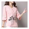 Han Chinese Clothing Improved Cotton&Flax Top Wear   pink