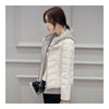 Hooded Down Coat Woman Slim Warm Screw Thread Chic   white
