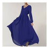 V-Necked Chiffon Schmal Mittelteil Langes Kleid MARINEBLAU S