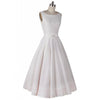 Hepburn Style Pleated Skirt Slim Sleeveless Dress   white
