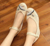 Vintage Chinesisch Ethnische Stickerei Hoher Absatz Aufzug Tanzen Schuhe Vögel