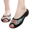 Old Beijing Cloth Embroidered Shoes Slippers  black