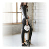 Breathable Woman Casual Sports Yoga Fitness Skinny Running Clothes   black grey